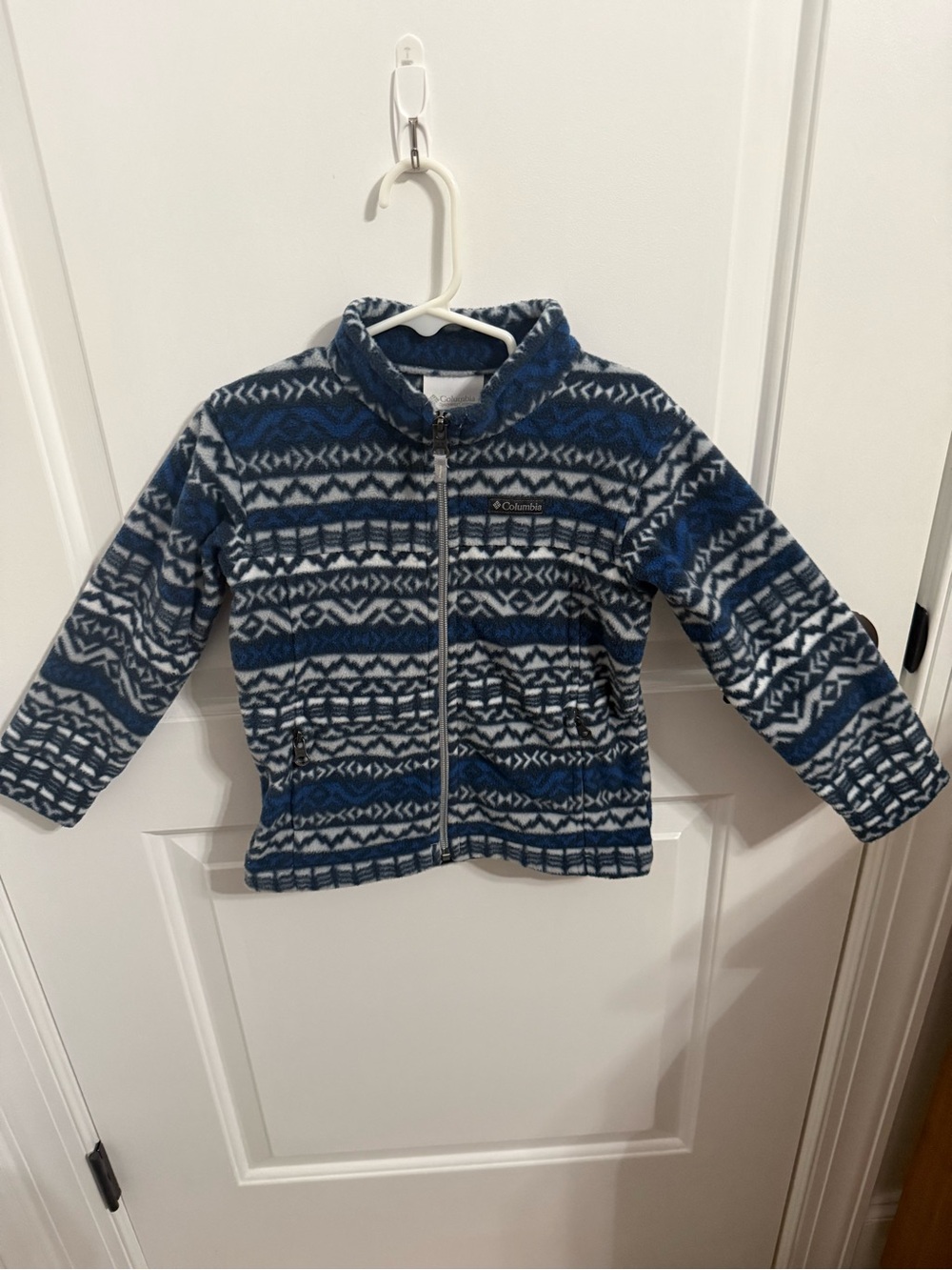 Columbia Blue and Gray Patterned Fleece Zip Jacket